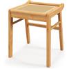 HOMASIS Sgabello da trucco in bambù, panca con seduta in bambù e rattan con capacità di carico fino a 120 kg, piccola sedia cosmetica per toletta, soggiorno, camera da letto, 38 x 40 x 43 cm