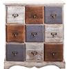 Rebecca Mobili RE4077 - Cassettiera 9 cassetti, Legno di Paulonia, Stile Shabby chic, Multicolore, 63 x 60 x 23 cm
