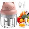 Generic Tritatutto Elettrico da 23W, Forma Gatto,Ricaricabile USB, Mini frullatore,per Alimenti Aglio, Pepe, spezie, 250ml, con Lame in Acciaio, Piccolo Robot da Cucina,Bambini