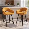 Ya-Home Set di 2 Sgabelli da Bar in Velluto Sgabelli Cucina Sgabelli Alti Moderni Sedia da Bar Girevoli con Braccioli Sedia Alta Sedie Imbottiti per Cucina Bancone, Giallo