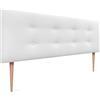 DHOME Testiera in Similpelle o Tessuto AQUALINE Pro con 2 file di bottoni e gambe Testiera imbottita Letto di Lusso (Tessuto Bianco, 160x105cm (Letti 150/160))