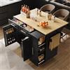 Huayz Isola da cucina su ruote, Carrello da cucina con piano di lavoro ribaltabile, Carrello da pranzo con scaffali snack e armadi con funzione di estensione, 2 porte 2 cassetti, per cucina e sala da
