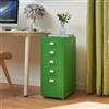[en.casa] Cassettiera in Acciaio con Rotelle Mobile Archivio Schedario 69 x 28 x 41 cm Mobile da Ufficio con 5 Cassetti - Verde Mela