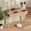 YGHQAP Scrivania con 2 cassetti, scrivania per computer, scrivania per bambini, in legno, per ufficio, camera da letto, soggiorno, ufficio, corridoio, naturale, 100 x 80 x 35 cm