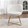 chairus Poltroncina Poltrona da Soggiorno in Pelliccia Sintetica Poltroncina Design Moderno con Gambe in Metallo Sedia Imbottita per Camera da Letto/Soggiorno/Sala da Pranzo, Bianco