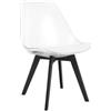 NMK HOME Sedia da pranzo trasparente - Seduta trasparente in plastica con gambe nere in polipropilene, design moderno e struttura stabile