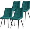ML DESIGN modern living ML-Design Set di 4 Sedie per Sala da Pranzo Blu Petrolio Poltrona da Soggiorno con Rivestimento in Tessuto e Gambe in Metallo Nero Sedia da Cucina con Schienale Poltrone Imbottite per Ufficio