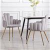 Ya-Home Set di 2 Sedie da Pranzo in Velluto Sedie da Cucina con Gambe in Metallo Dorato Sedie da Salotto Poltrona Imbottite per Sala da Pranzo/Ristorante, Grigio
