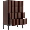 UEV Cassettiera a 4 Cassetti, Cassettiera per Soggiorno/Camera da Letto Modello Legno, 60x34,5x92cm, 4 Gambe in Metallo, Noce