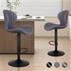ALFORDSON Set di 2 sgabelli da bar girevoli con schienale, sedute regolabili per cucina moderna, senza braccioli - Similpelle - Grigio
