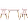 Rebecca Mobili Tavolino e 2 Sedie per Bimbi, Set Tavolo con Seggiole, Rosa Marrone, MDF Pino, Stile Scandinavo - Misure: 44 x 60 x 56 cm / 47 x 30 x 28 cm - Art. RE7138