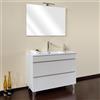 Yellowshop | Mobile Bagno Musa 80 cm - Composizione Completa con Lavabo Ceramica e 2 cassetti con Guida Soft-Close - Finitura Frassino Moirè (Mobile con Lavabo)