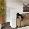 [en.casa] Cassettiera in Acciaio con Rotelle Mobile Archivio Schedario 109 x 28 x 41 cm cm Mobile da Ufficio con 8 Cassetti - Bianco