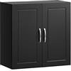 SoBuy Pensile Bagno Sospeso Mobiletto da Parete con Ripiano Regolabile e Anta Armadietto Salvaspazio per Bagno, Cucina o Lavanderia Nero 60x30x60 cm FRG231-SCH