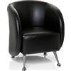 HJH Office poltrona imbottita ST. LUCIA poltrona lounge in ecopelle con rivestimento morbido, 713200, nero