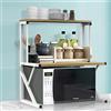 HUOLE Scaffalatura Mobile Scaffale Porta Spezie Microonde Struttura in Metallo con 2 Ripiani Mensole in Legno Organizer Mensola Porta Utensili Strumenti Cucina Design Moderno-65*54*30 cm-giallo noce