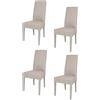t m c s Tommychairs - Set 4 sedie modello Chiara per cucina bar e sala da pranzo, robusta struttura in legno di faggio, seduta e schienale imbottiti e rivestiti in tessuto color camoscio
