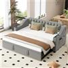 Lexiou Divano letto imbottito, 90/180 x 190 cm, braccioli più larghi e spessi con porta di ricarica USB, ripiano integrato nei braccioli, con tasche per i ripiani, con rete a doghe, tessuto di velluto