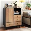RELAX4LIFE Credenza Mobiletto di Stoccaggio, Stile Moderno con 4 Cassetti e Scomparto Aperto, Piedi Metallici Rinforzati per Soggiorno, Corridoio (Marrone)