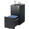 DEVAISE Carrello Portadocumenti con 3 Cassetti Bloccabili, Mobile Ufficio Multifunzione, Scaffale Stampante e Cassettiera con Ruote,Nero