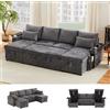 Bladez Divano angolare a forma di U in tessuto a coste con letto per ospiti estraibile, moderno divano a 4 posti con vano contenitore, portabicchieri e funzione letto, seduta chaise longue, 150 kg, grande