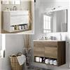 Bagno Italia Mobile bagno sospeso 80 cm Rovere Nordik con lavandino specchio arredo moderno sospeso mobili