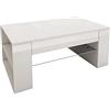 ML DESIGN modern living ML-Design Tavolino da Salotto caffè tè in Legno Bianco Lucido 100 x 42 x 60 cm Tavolo da Soggiorno Divano con Ripiano in Vetro e 4 Scomparti sui Lati Spazio di Archiviazione Arredo per Casa Moderno