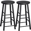WOLTU Sgabelli da Bar Set di 2, Sgabello Alto 71 cm con Poggiapiedi, Seduta Tonda Sedia Alta per Penisola Cucina, Sala da pranzo, Bancone in Acciaio Legno, Nero