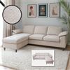 Mendler Divano con penisola HWC-O71, divano angolare L, tessuto (320 g/m²) legno 84x229x140cm - beige