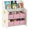 AIYAPLAY Mobiletto Portagiochi 3+ Anni con 6 Cassetti in Tessuto e Libreria a 2 Livelli, Scaffale Contenitore in MDF e Acciaio, 63x30x71 cm, Rosa