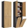 BDW Armadietto da bagno, 2 ceste portabiancheria, 2 porte, 174 x 60 x 30 cm, mobiletto alto, mobili da bagno, mensola da bagno, mensola da bagno NEL 2K/DD (rovere antracite/artisan)