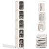 LQDMAER Armadietto portaoggetti da bagno alto e sottile, a 5 ripiani, con ante e ripiani, organizer mobile per piccoli spazi, bagno (Beige, 127x21x34cm)