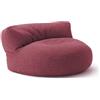 Lumaland Interior Line - Pouf, divano rotondo per interni, imbottitura da 320 l, 90 x 50 cm, effetto lino anche al tatto, colore: rosso