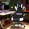 Verdego Sedia Gaming Ergonomica, Sedia da Gaming con Cuscino Lombare Massaggio, Poggiapiedi, Poltrona da Gaming, Poliestere, Schienale Regolabile a 90-135°, Regolabile in Altezza, Nero