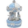 Generico Giostra Musicale LED Decorativa, Carillon in Ceramica Argento e Celeste, 17 cm, Alexia Argenti