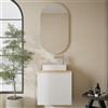 Planetmöbel Set mobili da bagno Lavabo con mobile sottolavabo 56 x 55 x 30 cm bianco e rovere dorato, specchio decorativo da parete per bagno, 50,7 x 90,7 cm, senza cornice, ovale