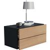VCM Nachtschrank | Wandschublade | Wandboard | Nachttisch | Maße ca H. 30 x B. 60 x T. 32 cm - Usal L 60 cm Anthrazit/Honig-Eiche