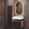 Planetmöbel Astra Set di mobili da bagno con lavabo da 60 cm e 1 armadio laterale dorato/rovere antracite