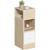 EUGAD Comodino Stretto, Comodino con 2 Scomparti a Giorno e Cassetto, Tavolino da Notte 25x30x66cm, Mobile Salvaspazio per Camera da Letto, Soggiorno, in Truciolato, Rovere, 0192ZZ
