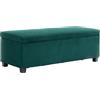 HOMCOM Panchina portaoggetti 84L Pouf velluto rigato 112x42x40cm Verde | Testata del letto, cassapanca, poggiapiedi, con coperchio, per soggiorno, camera da letto, ingresso