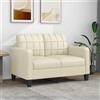 Homgoday Divano Lounge a 2 Posti Con Schienale Imbottito - Moderno Divano Soggiorno, Ospite, Salotto, Reception Ufficio - Ecopelle Crema 120 cm