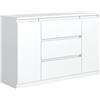 meble masztalerz Cassettiera Camera da Letto con 2 Ante e 3 Cassetti - Credenza Soggiorno - Moderna Comò - Cassettiera Alta - Mobiletto con Cassetti - Bianca Opaca 120 x 39 x 78,5 cm