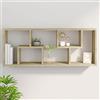 Homgoday Scaffale da parete per libreria, da parete, con cubi, in legno di rovere Sonoma, 36 x 16 x 90 cm