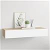 Generico Mensola a muro con cassetti in rovere e bianco 60x23,5x10 cm MDF,Scaffalature,Scaffali e mensole per pareti-330263