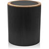Inbagno Pattumiera 5lt, in plastica Nero Coperchio Basculante, Dettagli Effetto Legno, Serie Blob