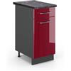 Vicco Mobiletto base per cucina Fame-Line, Bordeaux lucido, 40 cm, PL Antracite, per la combinazione con altri moduli della serie Fame-Line