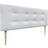 DHOME Testiera in Similpelle o Tessuto AQUALINE Pro con 2 file di bottoni e gambe Testiera imbottita Letto di Lusso (Similpelle Bianco, 150x105cm (Letti 150/160))