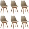 DEYARNA HOME Set di 6 Sedie da Pranzo Moderne, Sedie Imbottite per la Sala da Pranzo, Sedie da Cucina Scandinave con Gambe in Legno di Faggio (Marrone)