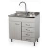 Yellowshop - Mobile cucina sottolavello a 1 anta e cassettiera cm 80 effetto legno frassino moire componibile con lavello inox e scolapiatti Basic (Sottolavello con lavello cass. Dx)