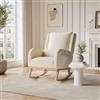 POYHKFD Poltrone da salotto a dondolo, sedia a dondolo scandinava con base in legno, 2 tasche laterali, poltrona a 1 posto per ufficio, soggiorno (colore beige b)